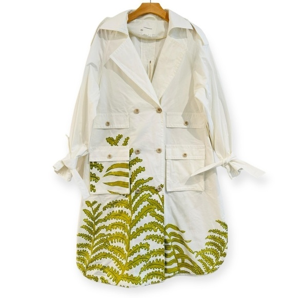 ANTHROPOLOGIE Tropical Printed Oversized Trench Coat Spring Unique Size M NEW - Picture 2 of 15